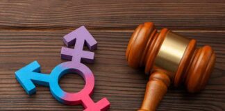 Parental Veto Fight Explodes in Congress Wooden gavel beside multicolored transgender symbol