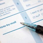 Ballpoint pen on a vote-by-mail form