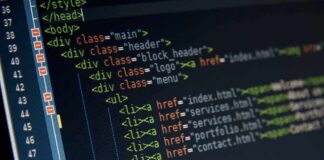 HTML code on a computer screen