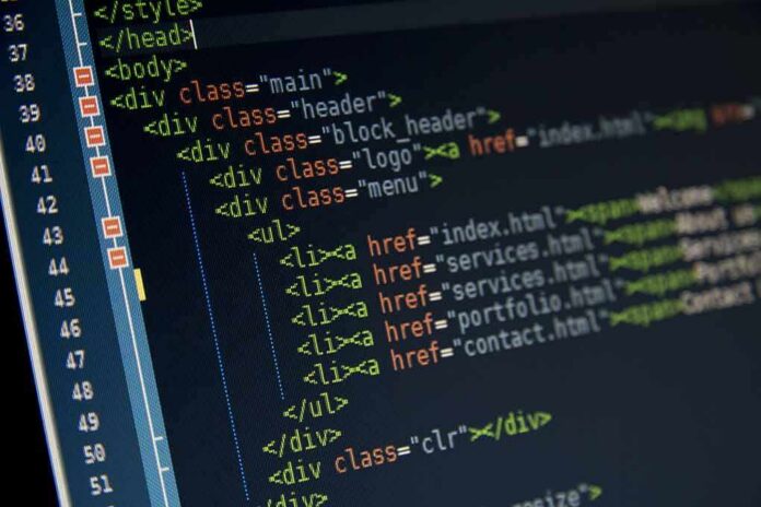 HTML code on a computer screen
