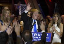 Trump’s Silence Rattles Netanyahu Camp Donald Trump speaks at a rally with Ivanka Trump and Melania Trump on stage; Karlie Kloss in the crowd