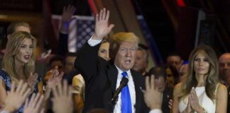 Trump’s Silence Rattles Netanyahu Camp Donald Trump speaks at a rally with Ivanka Trump and Melania Trump on stage; Karlie Kloss in the crowd